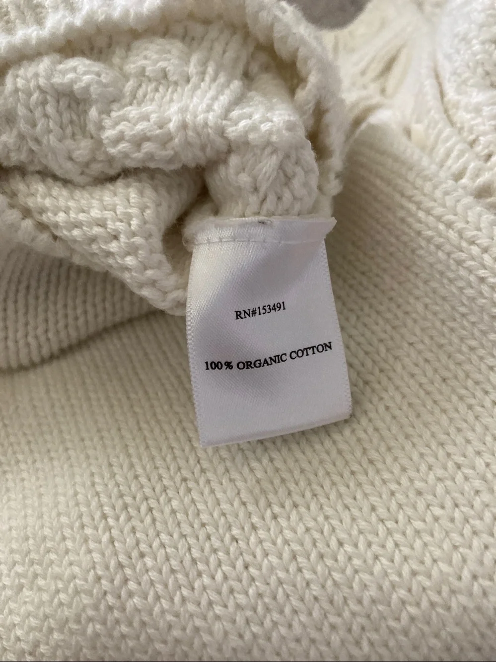 Hope & Henry white cable-knit romper, 3-6M.